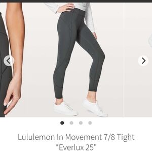 Lululemon In Movement 7/8 Tight in Grey Size 4